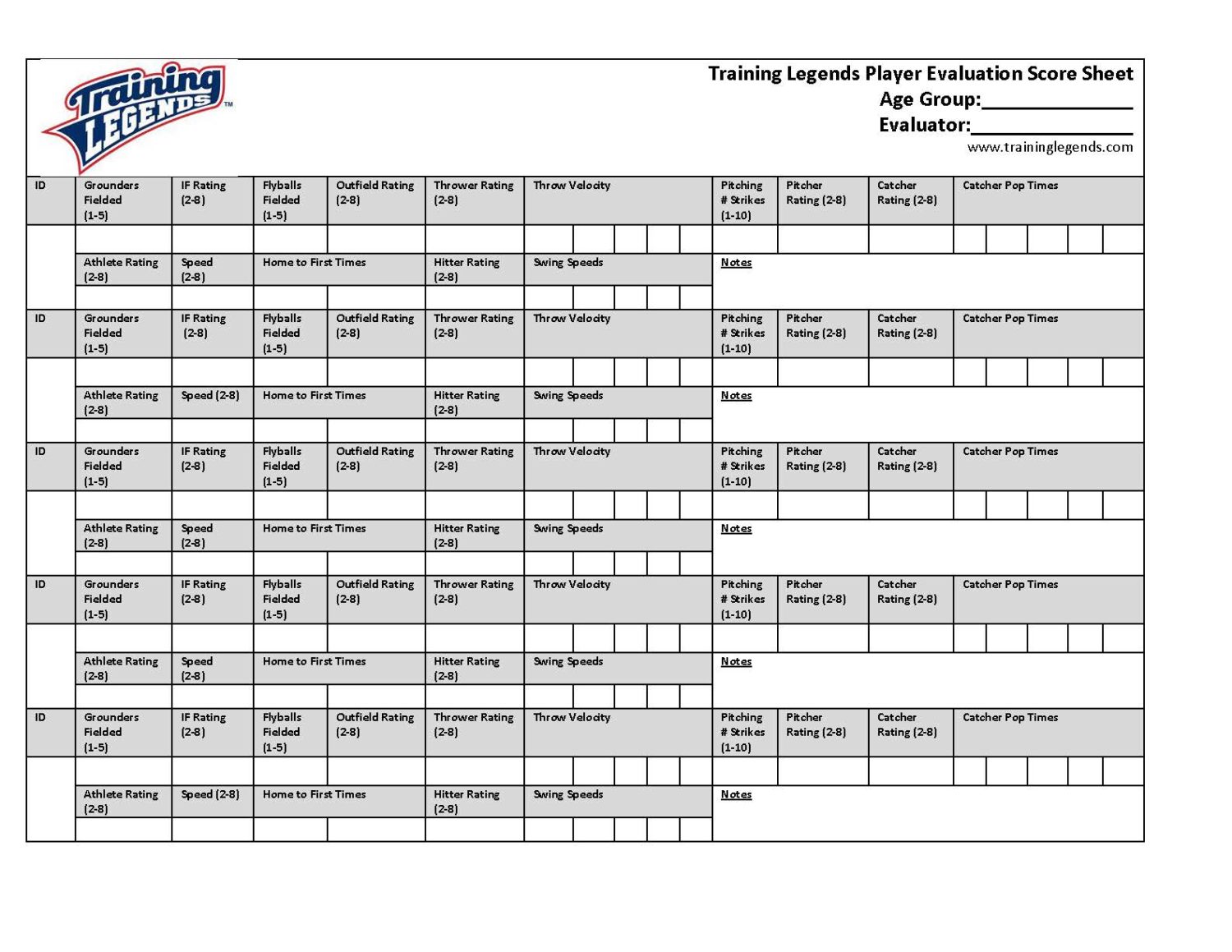 Softball Tryout Form Printable LVS evaluation form in Word and Pdf